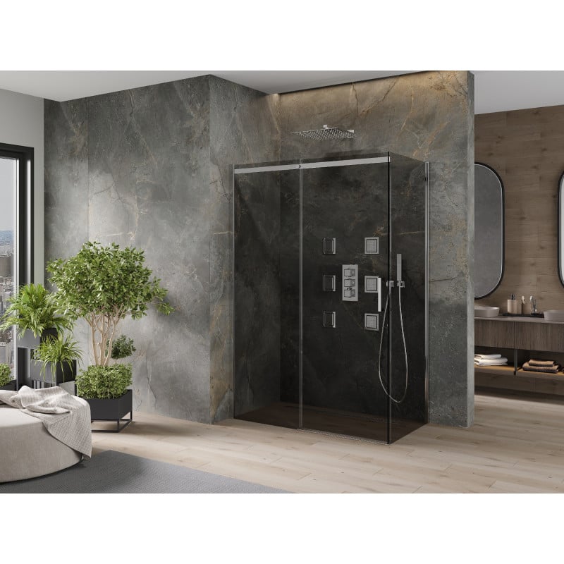 Mexen Omega cabine de douche coulissante 160 x 90 cm, graphite, chrome - 825-160-090-01-40