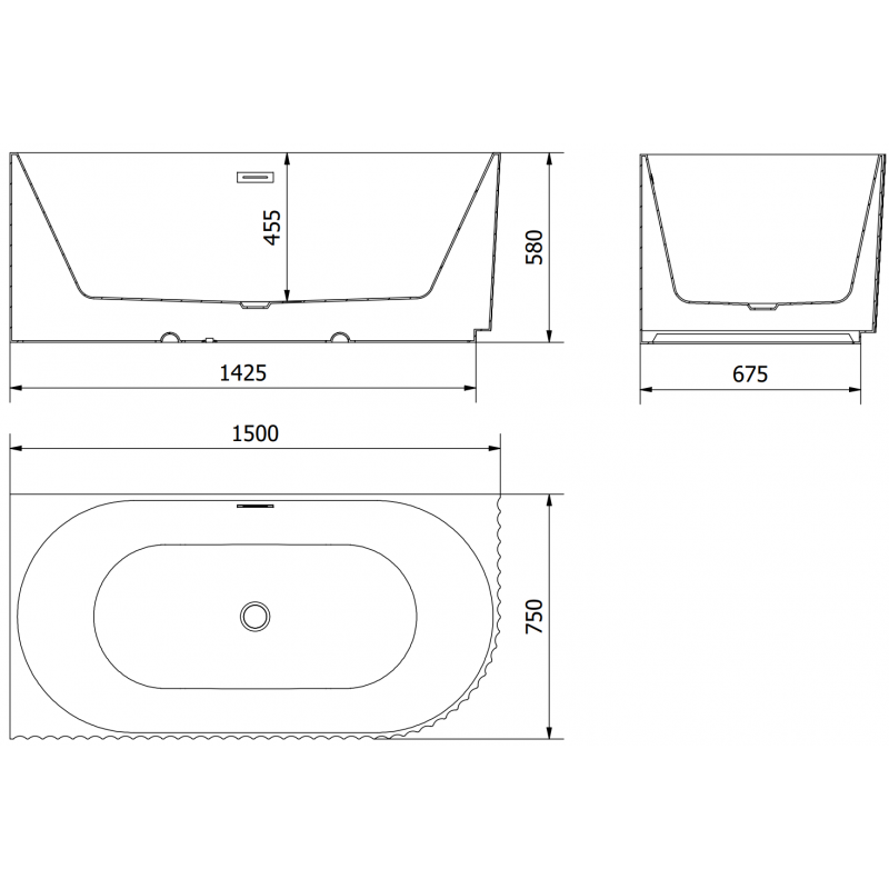 Mexen Gia baignoire autoportante d'angle rainurée gauche 150 x 75 cm, blanc mat, trop-plein blanc - 52701507501L-20