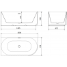 Mexen Gia baignoire autoportante d'angle cannelée gauche 150 x 75 cm, blanc mat, trop-plein gun gray brossé - 52701507501L-66
