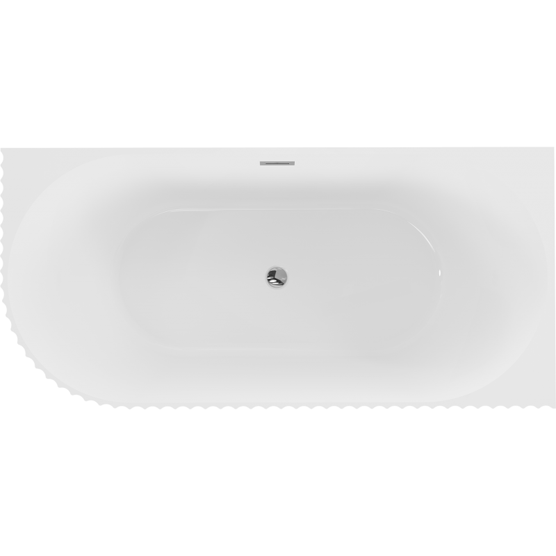 Mexen Gia baignoire autoportante d'angle rainurée droite 150 x 75 cm, blanc brillant, trop-plein chromé - 52701507500P-01