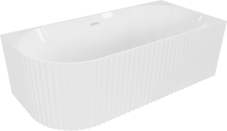 Baignoire Mexen Gia autoportante d'angle nervurée droite 150 x 75 cm, blanc brillant, trop-plein blanc - 52701507500P-20