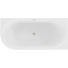 Mexen Gia baignoire autoportante d'angle rainurée droite 150 x 75 cm, blanc brillant, trop-plein brossé doré