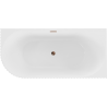 Mexen Gia baignoire autoportante d'angle rainurée droite 150 x 75 cm, blanc brillant, trop-plein or rose - 52701507500P-60