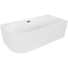 Baignoire autoportante d'angle rainurée Mexen Gia droite 150 x 75 cm, blanc brillant, trop-plein noir - 52701507500P-70