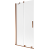 Paroi de baignoire coulissante 2 volets Mexen Velar 95 x 150 cm, dépoli, or rose - 896-095-000-31-60