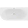 Mexen Gia baignoire autoportante d'angle rainurée droite 170 x 80 cm, blanc mat, trop-plein doré - 52701708001P-50