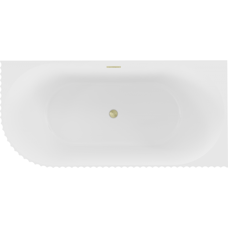 Mexen Gia baignoire autoportante d'angle rainurée droite 170 x 80 cm, blanc mat, trop-plein doré brossé - 52701708001P-55