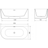 Mexen Gia baignoire îlot d'angle rainurée droite 170 x 80 cm, blanc mat, trop-plein or rose - 52701708001P-60