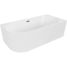 Mexen Gia baignoire autoportante d'angle rainurée droite 170 x 80 cm, blanc mat, trop-plein gris canon brossé