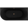 Mexen Gia baignoire autoportante d'angle à surface rainurée droite 170 x 80 cm, noir mat, trop-plein en cuivre brossé