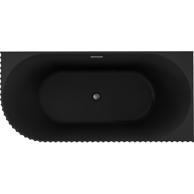 Mexen Gia baignoire autoportante d'angle cannelée droite 170 x 80 cm, noir mat, trop-plein gun metal - 52701708071P-95