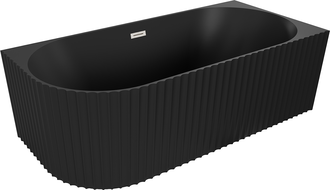Baignoire autoportante d'angle cannelée droite Mexen Gia 170 x 80 cm, noir mat, siphon nickel brossé - 52701708071P-97