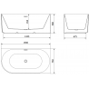 Baignoire libre Mexen Gia d'angle striée droite 150 x 75 cm, blanc mat, trop-plein noir - 52701507501P-70