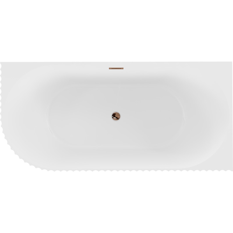 Mexen Gia baignoire autoportante d'angle rainurée droite 150 x 75 cm, blanc mat, trop-plein or rose - 52701507501P-60