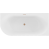 Mexen Gia baignoire autoportante d'angle rainurée droite 150 x 75 cm, blanc mat, trop-plein en cuivre brossé - 52701507501P-65
