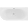 Baignoire libre Mexen Gia d'angle striée droite 150 x 75 cm, blanc mat, trop-plein noir - 52701507501P-70