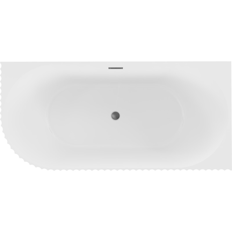 Mexen Gia baignoire autoportante d'angle rainurée droite 150 x 75 cm, blanc mat, trop-plein métal gun - 52701507501P-95