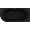 Mexen Gia baignoire îlot d'angle cannelée droite 150 x 75 cm, noir mat, trop-plein doré brossé - 52701507571P-55