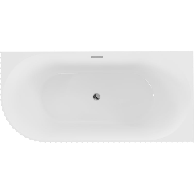 Mexen Gia baignoire autoportante d'angle rainurée droite 170 x 80 cm, blanc brillant, trop-plein chromé - 52701708000P-01
