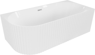 Mexen Gia baignoire autoportante d'angle nervurée droite 170 x 80 cm, blanc brillant, trop-plein chrome - 52701708000P-01