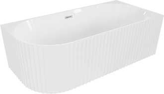 Mexen Gia, baignoire autoportante d'angle rainurée droite 170 x 80 cm, blanc brillant, trop-plein chromé - 52701708000P-01