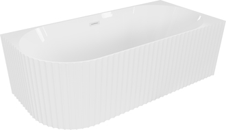 Mexen Gia baignoire îlot d'angle rainurée droite 170 x 80 cm, blanc brillant, trop-plein blanc - 52701708000P-20
