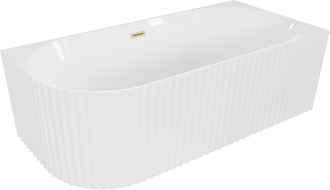 Mexen Gia baignoire autoportante d'angle rainurée droite 170 x 80 cm, blanc brillant, trop-plein or brossé - 52701708000P-55
