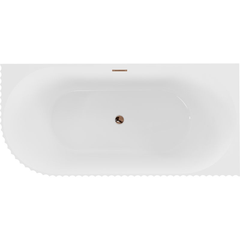 Mexen Gia baignoire autoportante d'angle rainurée droite 170 x 80 cm, blanc brillant, trop-plein or rose - 52701708000P-60