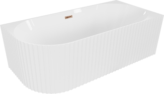 Baignoire autoportante d'angle gaufrée droite Mexen Gia 170 x 80 cm, blanc brillant, trop-plein or rose - 52701708000P-60