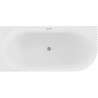 Mexen Gia baignoire autoportante d'angle rainurée droite 170 x 80 cm, blanc brillant, trop-plein cuivre brossé