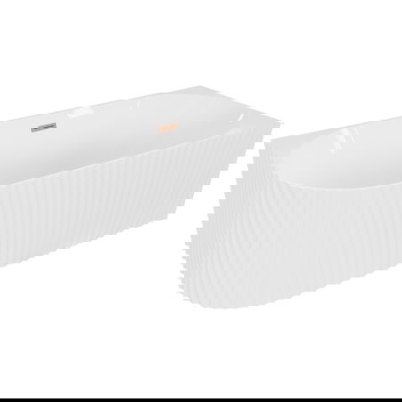 Mexen Gia baignoire autoportante d'angle rainurée droite 170 x 80 cm, blanc brillant, trop-plein cuivre brossé - 52701708000P-65