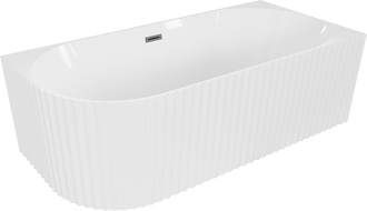 Mexen Gia baignoire îlot d'angle rainurée droite 170 x 80 cm, blanc brillant, trop-plein gun gris brossé - 52701708000P-66