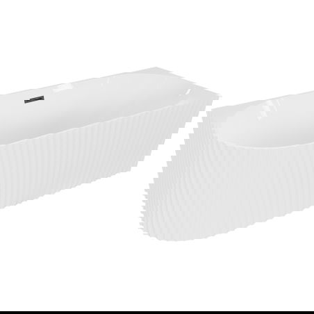 Mexen Gia baignoire autoportante d'angle droite rainurée 170 x 80 cm, blanc brillant, trop-plein noir - 52701708000P-70