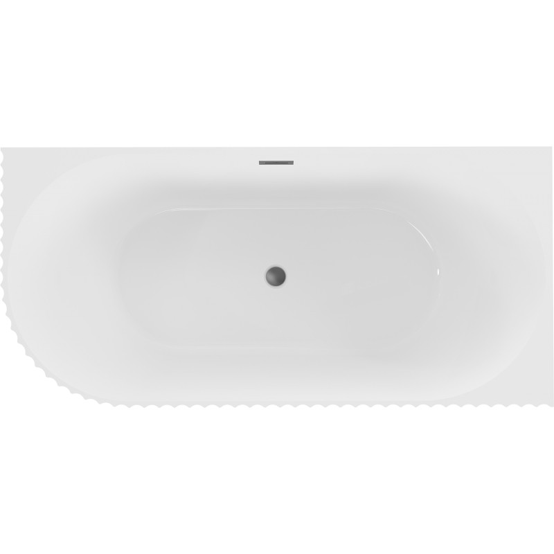 Mexen Gia baignoire autoportante d'angle rainurée droite 170 x 80 cm, blanc brillant, trop-plein gun metal - 52701708000P-95