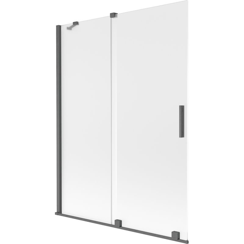 Paravent de baignoire coulissant 2 volets Mexen Velar 130 x 150 cm, givré, gris canon brossé - 896-130-000-31-66