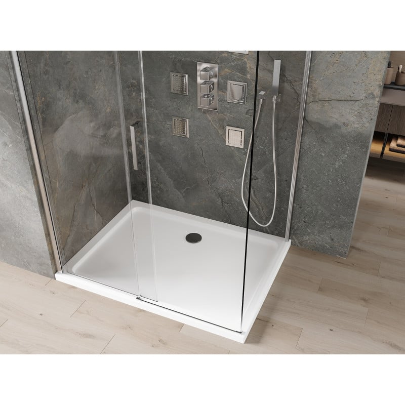 Mexen Omega cabine de douche coulissante 100 x 80 cm, transparent, chrome + receveur Plat - 825-100-080-01-00-4010