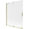 Mexen Velar paroi de baignoire à 2 panneaux coulissants 140 x 150 cm, givré, or brossé - 896-140-000-31-55