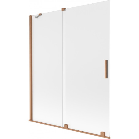 Mexen Velar paravent de baignoire coulissant à 2 panneaux 140 x 150 cm, givre, cuivre brossé - 896-140-000-31-65