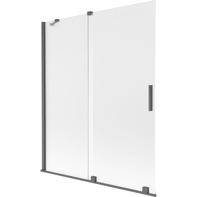 Mexen Velar pare-douche de baignoire à 2 volets coulissants 140 x 150 cm, givre, gris canon brossé - 896-140-000-31-66