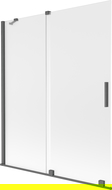 Mexen Velar pare-douche de baignoire à 2 volets coulissants 140 x 150 cm, givre, gris canon brossé - 896-140-000-31-66