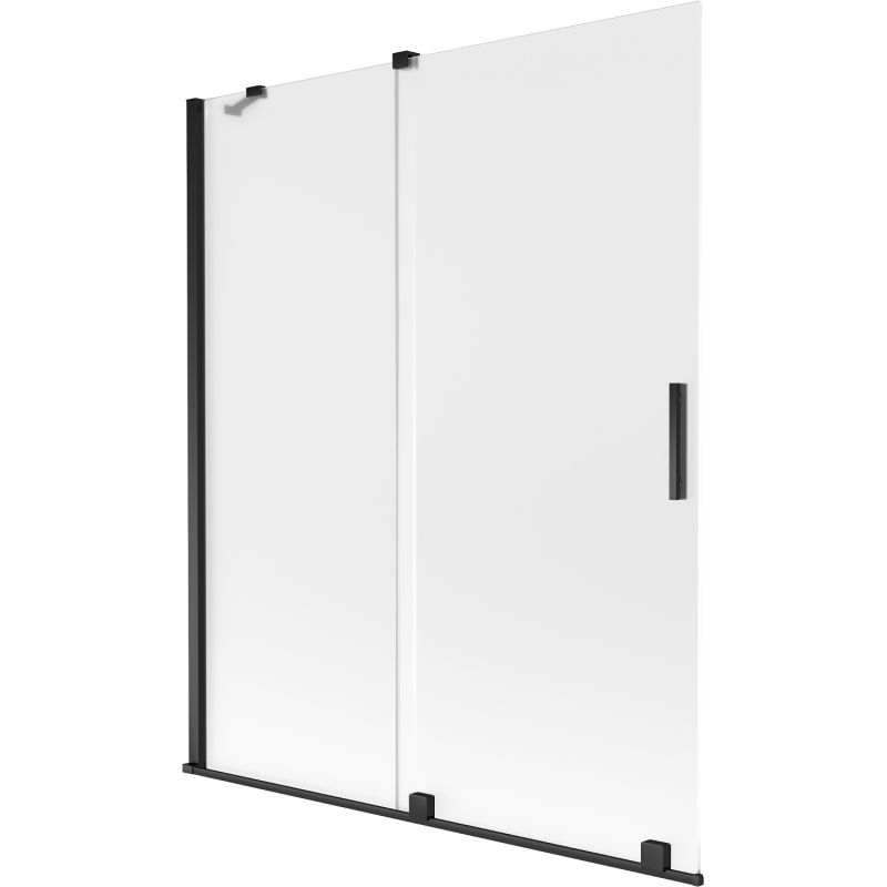 Mexen Velar paroi de baignoire à 2 volets coulissante 140 x 150 cm, givre, noir - 896-140-000-31-70