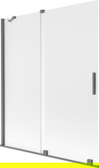 Mexen Velar paroi de baignoire 2 panneaux coulissants 140 x 150 cm, givre, gun metal - 896-140-000-31-95