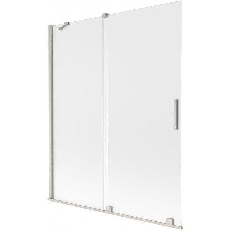 Mexen Velar paroi de baignoire à 2 panneaux coulissants 140 x 150 cm, givre, nickel brossé - 896-140-000-31-97
