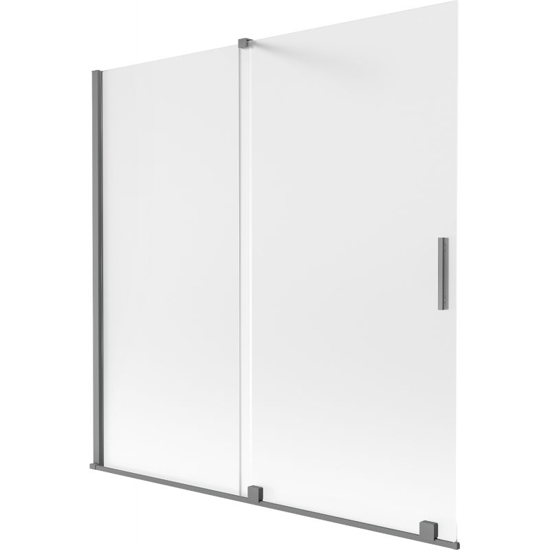 Mexen Velar paroi de baignoire coulissante à 2 panneaux 160 x 150 cm, givre, métal noir - 896-160-000-31-95