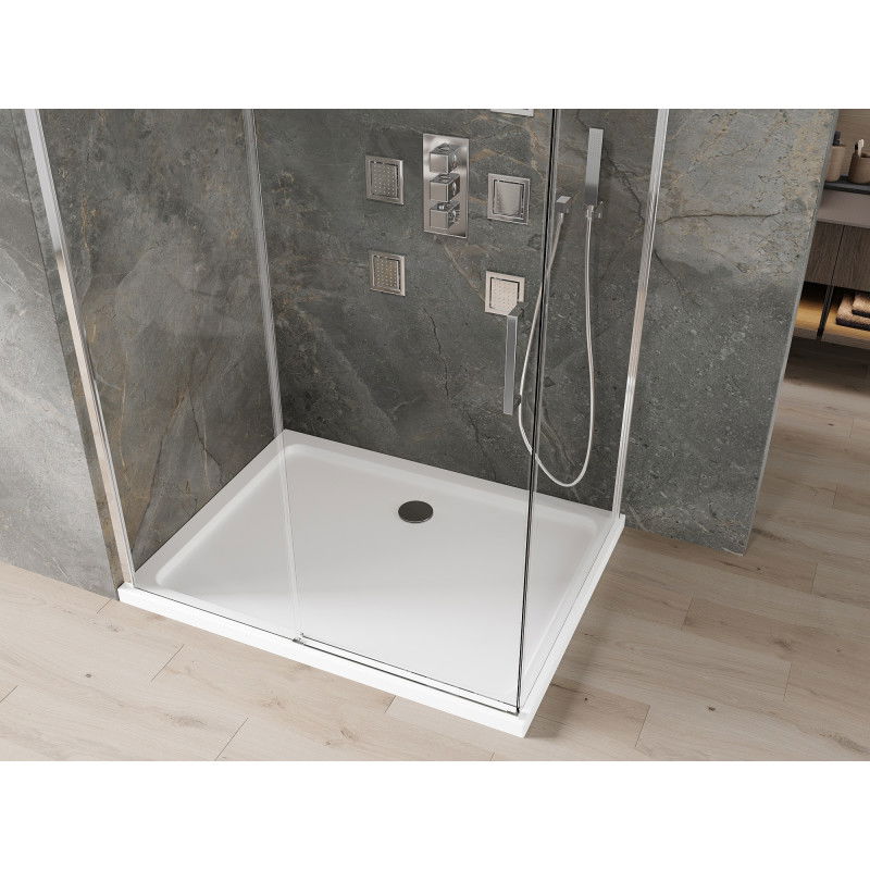 Mexen Omega cabine de douche coulissante 110 x 70 cm, transparent, chrome + receveur Flat - 825-110-070-01-00-4010