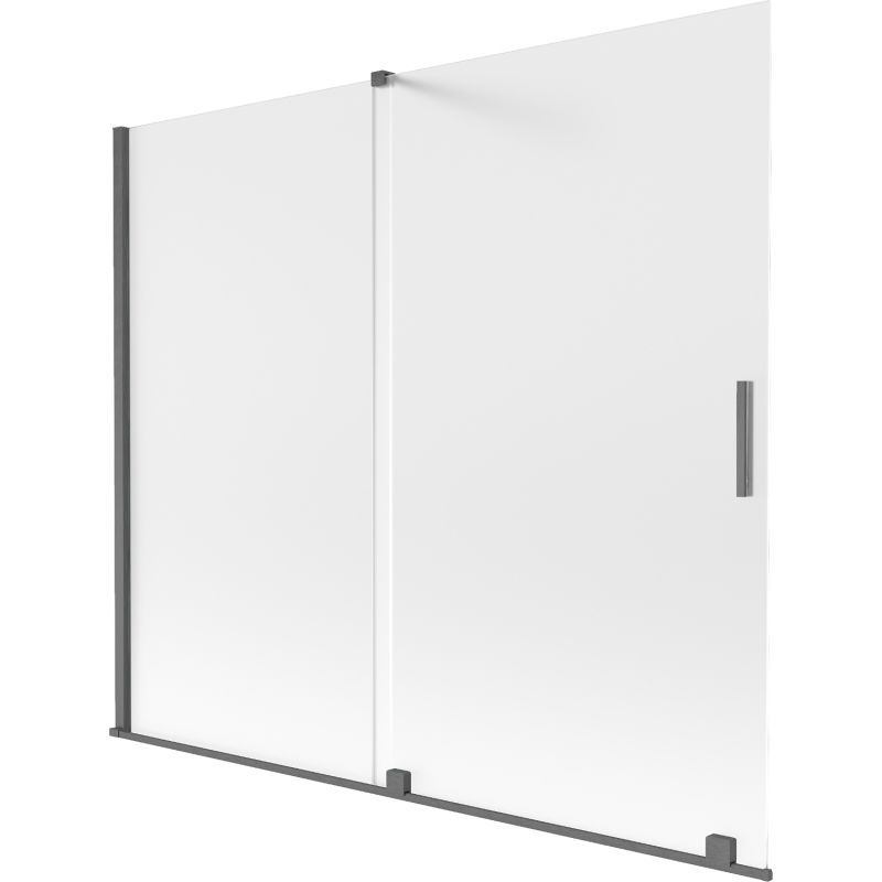 Paroi de baignoire coulissante à 2 panneaux Mexen Velar 180 x 150 cm, givrée, gris canon brossé - 896-180-000-31-66