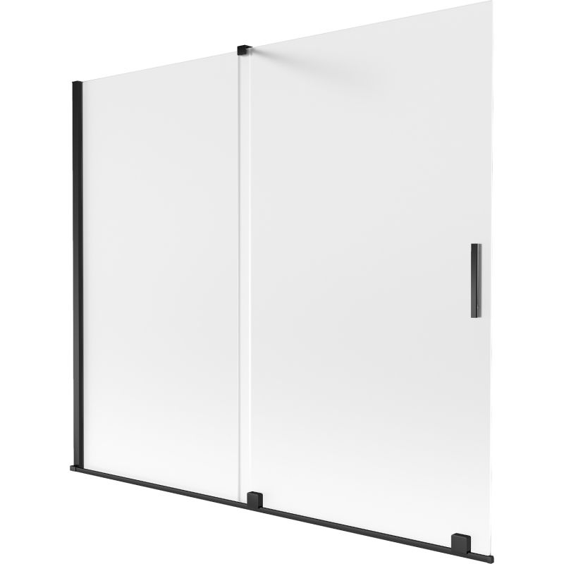 Mexen Velar paroi de baignoire 2 volets coulissants 180 x 150 cm, givrée, noire - 896-180-000-31-70