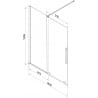 Mexen Velar paroi de baignoire 2 volets coulissants 180 x 150 cm, givre, métal sombre - 896-180-000-31-95