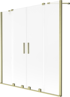 Mexen Velar Duo paravent de bain 2 volets coulissants 150 x 150 cm, givré, or brossé - 896-150-000-32-55