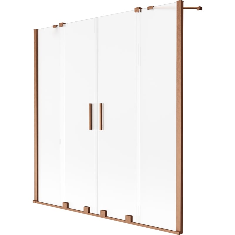 Mexen Velar Duo paravent de baignoire à 2 panneaux coulissants 150 x 150 cm, givré, cuivre brossé - 896-150-000-32-65